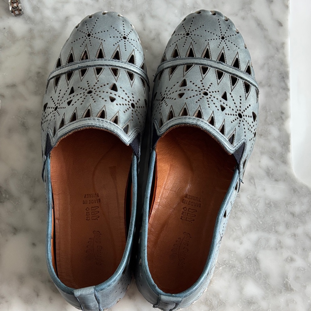Spring Step Light Blue Perforated Loafers